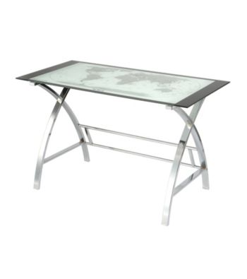Powell® World Map Curved X-Sided Computer Desk