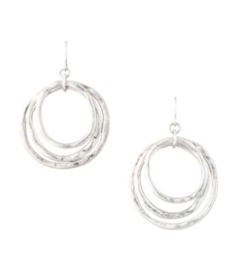 Laura Ashley® Layered Circle Drop Earrings - Silvertone