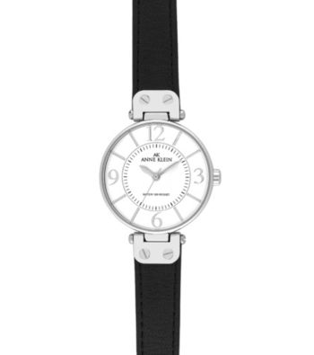 Anne Klein® Modern Leather Strap Watch - Black