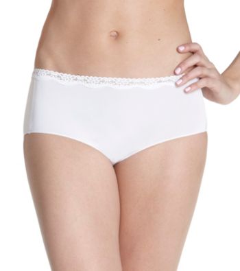 Jockey® No Panty Line Hip Brief with Lace - White