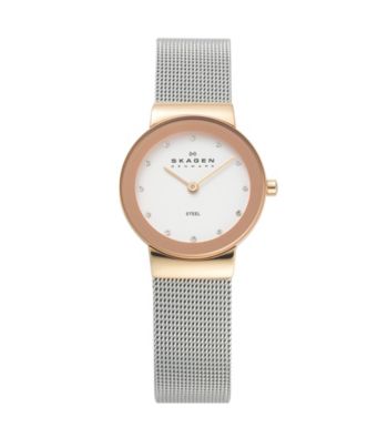 Skagen Denmark Women's Rose Gold and Silver Steel Watch