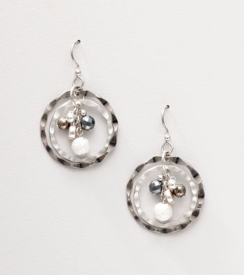 Silver Forest® Hammered Circle Bead Center Earrings