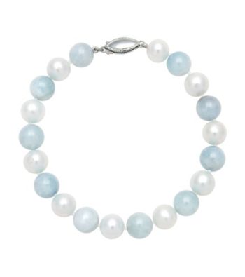 Sterling Silver Freshwater Pearl Bracelet - Aquamarine