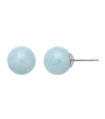 Sterling Silver Stone Earrings - Aquamarine