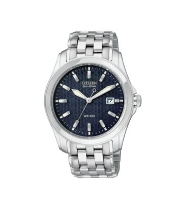 Citizen® Men's Eco-Drive Stainless Steel Watch with Blue Dial