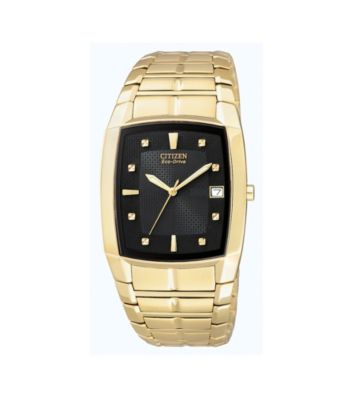 Citizen® Men's Eco-Drive Stainless Goldtone Watch with Black Dial