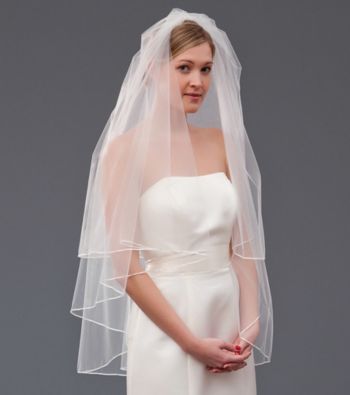 Nina Bridal Adrienne Two-Tier Fingertip Length Veil White