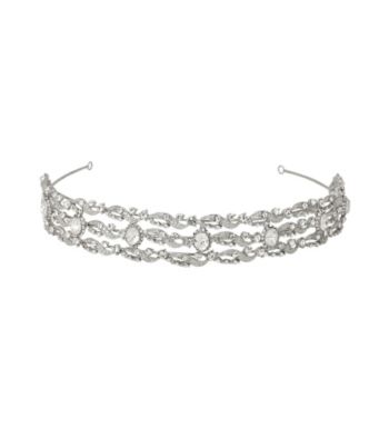 Nina Bridal Bridgett Vintage Swarovski® & Glass Crystal Headband - Antique Silver