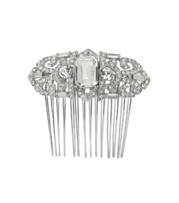 Nina Bridal Caroline Swarovski® & Glass Crystal Hair Comb - Antique Silver