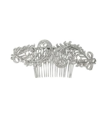 Nina Bridal Karena Swarovski® & Glass Crystal Hair Comb - Antique Silver