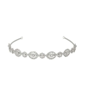 Nina Bridal Michaela Swarovski® & Glass Crystal Headband - Antique Silver