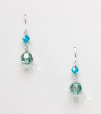 Sterling Silver Faceted Crystal Bead Drop Earrings
