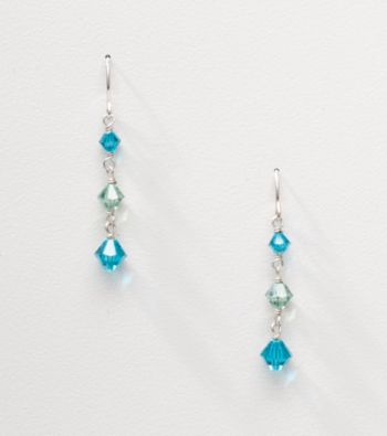 Sterling Silver Bicone Graduated Drop Earrings
