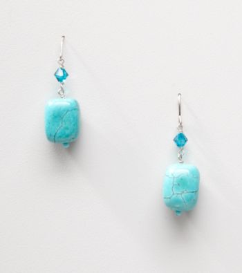 Sterling Silver Howlite Turquoise Nugget Earrings