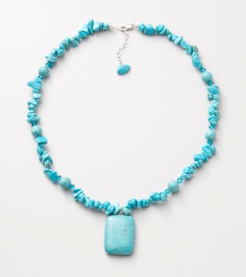 Sterling Silver Howlite Turquoise Pendant Necklace