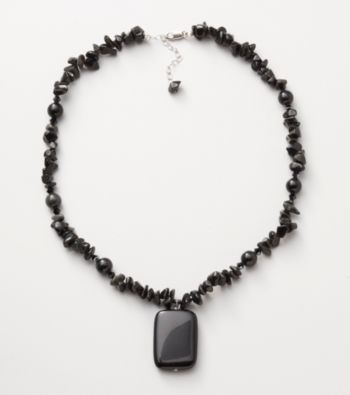 Sterling Silver Obsidian Pendant Necklace