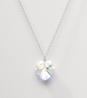 Sterling Silver Crystal Heart Pendant Necklace