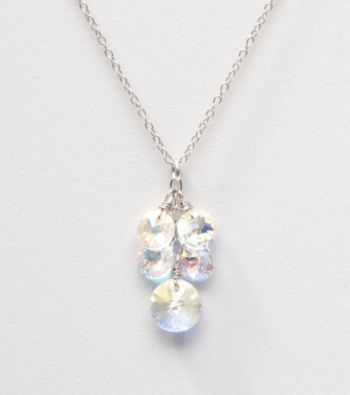 Sterling Silver Crystal Cluster Necklace