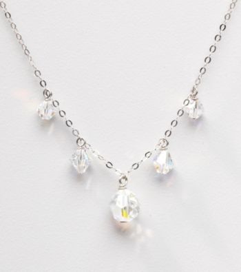 Sterling Silver Crystal Drops Necklace