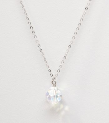 Sterling Silver Crystal Bead Drop Necklace