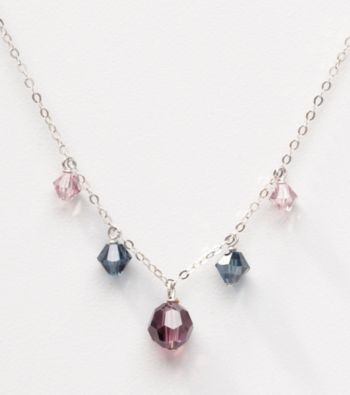 Sterling Silver Multi-Colored Crystal Drops Necklace
