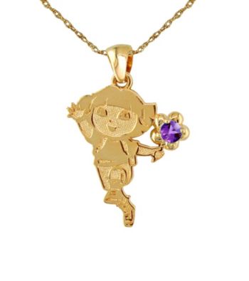 Dora the Explorer Gold-Over-Sterling Silver February Birthstone Pendant