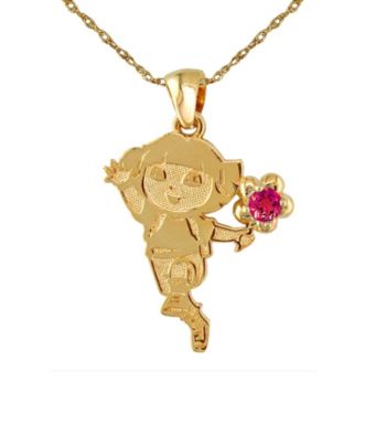 Dora the Explorer Gold-Over-Sterling Silver July Birthstone Pendant