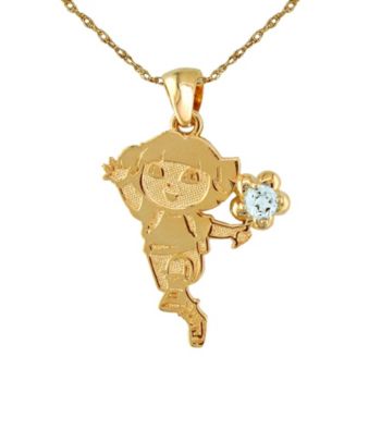 Dora the Explorer Gold-Over-Sterling Silver March Birthstone Pendant