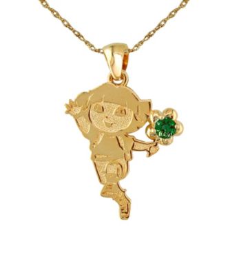 Dora the Explorer Gold-Over-Sterling Silver May Birthstone Pendant