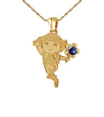 Dora the Explorer Gold-Over-Sterling Silver September Birthstone Pendant