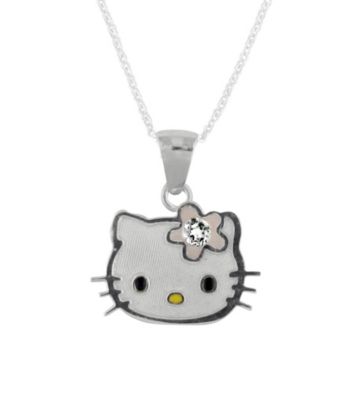 Hello Kitty® Sterling Silver April Birthstone Pendant
