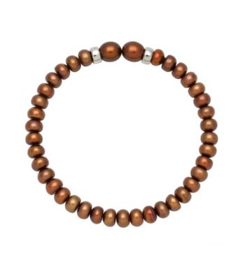 .925 Sterling Silver Pearl Bracelet - Chocolate