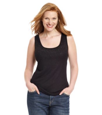 Calvin Klein Plus Size Sparkle Stretch Ribbed Tank