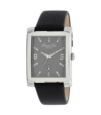 Kenneth Cole New York® Grey Dial Black Leather Watch