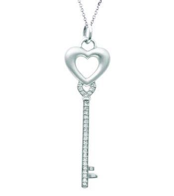 0.1 ct. t.w. Diamond Heart Key Pendant Necklace