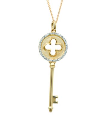 0.17 ct. t.w. Diamond Clover Key Pendant Necklace