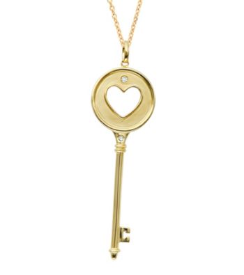 0.06 ct. t.w. Diamond Heart Key Pendant Necklace