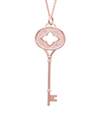 0.09 ct. t.w. Diamond Clover Key Pendant Necklace
