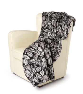 Denali® Oversized Black Leaves Microplush Throw