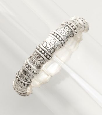 Napier® Swirly Etched Stretch Bracelet - Silvertone