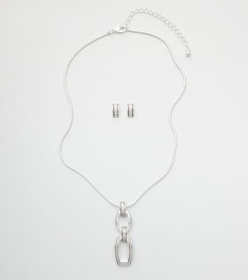 Napier® Pendant Necklace Earring Set - Silvertone