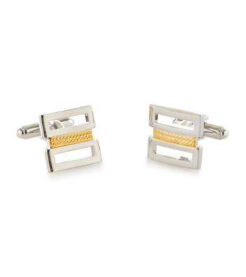 Kenneth Roberts Platinum® Men's Polished Cut Out Cuff Links - Silvertone/Goldtone