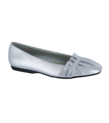 wide fit silver flats