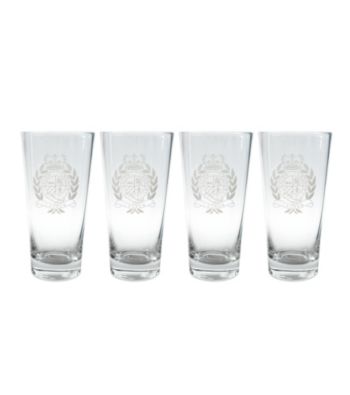 Lauren Ralph Lauren Classic Crest Barware Set of 4 Highball Glasses