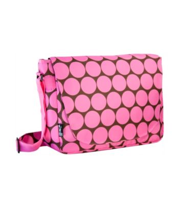 Wildkin Big Dots Laptop Messenger Bag - Pink/Mocha