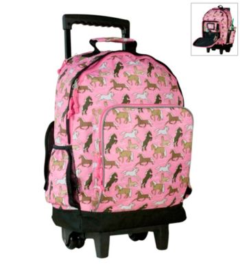 Wildkin Horses in Pink High Roller Rolling Backpack - Pink