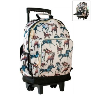 Wildkin Horse Dreams High Roller Rolling Backpack - Brown