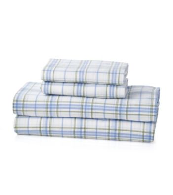 LivingQuarters Heavy-Weight Blue Plaid Flannel Sheet Sets