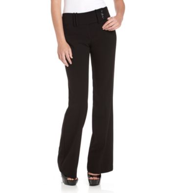 Memoir Juniors' Melrose Triple-Button Extended Tab Black Pants