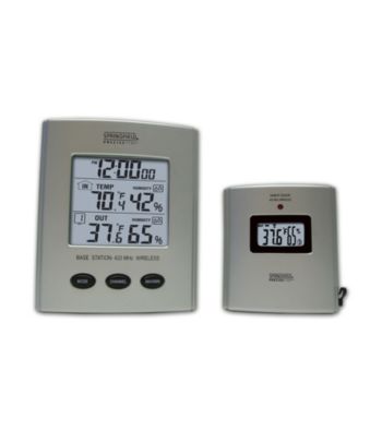 Springfield® Wireless Thermometer with Indoor/Outdoor Humidity Indicator And Clock
